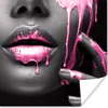 MuchoWow® Poster Lippen - Rosa - Schwarz 50x50 cm - Produktbild-Vorschau 1