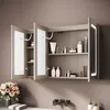 SONNI 90 x 60 x 12,5 cm Dreitüriger Spiegelschrank aus Holz Produktbild-Vorschau 3