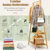 A bamboo clothing rack with clothes and accessories displayed, along with feature callouts. Anteprima dell’immagine prodotto