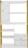 A white and gold bookshelf with a marble-like finish on some surfaces. Podgląd zdjęcia produktu