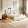 Letto imbottito ProximaX 160x200 cm in beige, letto sospeso Anteprima dell’immagine prodotto 3