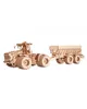 A wooden model of a tractor with a trailer, displayed against a white background. Náhled obrázku produktu
