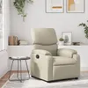 A cream-colored recliner chair sits in a well-lit room next to a small side table and a shelf with books and plants. Artwork hangs on the wall. Voir les images du produit
