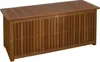 A wooden storage box with a slatted lid and front. Produktbild-Vorschau