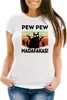 Damen T-Shirt Pew Pew Madafakas! schwarze Katze Spruch Meme Produktbild-Vorschau 1