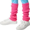 A close-up shot of a person's legs wearing pink leg warmers and white sneakers. Produktbild-Vorschau