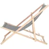 A wooden deck chair with gray fabric is shown against a white background. Produktbild-Vorschau