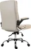 A rear view of a light brown office chair with a chrome base and black armrests, isolated on a white background. Náhled obrázku produktu