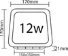 A technical drawing of a square LED panel with dimensions and power rating indicated. Produktbild-Vorschau