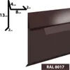 A diagram showing the dimensions of a metal profile, next to a 3D render of the profile itself. Produktbild-Vorschau