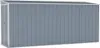 A full-front view of a gray metal shed with a silver trim. Náhľad obrázku produktu