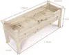A wooden raised garden bed with dimensions indicated by measurement lines and text. Anteprima dell’immagine prodotto