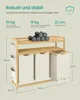 A diagram showing a bamboo laundry basket with dimensions and weight capacities. Produktbild-Vorschau