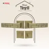 A marketing image showcasing door handles and their rosettes against a patterned background. Produktbild-Vorschau