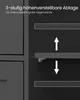 Close-up of a dark gray cabinet interior showing adjustable shelves with arrows indicating movement. Produktbild-Vorschau