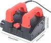 A black and red power tool, likely a concrete planer or grinder, is shown from a slightly elevated, angled front view on a white background. Dimensions are indicated with white text and lines. Podgląd zdjęcia produktu
