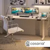 CASARIA® Höhenverstellbarer Schreibtisch 140cm Weiß Gestell Produktbild-Vorschau 2