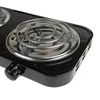 A close-up view of a black electric double burner with a silver heating coil. Náhľad obrázku produktu