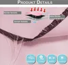Diagram showing the layers of a blackout curtain and icons representing its features. Produktbild-Vorschau