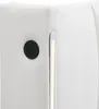 A close-up view of a white upholstered headboard with a black USB port and a thin LED light strip. Náhled obrázku produktu