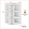A white corner bookshelf with dimensions and load capacity indicated. Podgląd zdjęcia produktu
