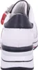 Rear view of a white sneaker with navy accents. Produktbild-Vorschau