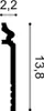 A diagram showing the dimensions of a decorative molding or trim. Náhled obrázku produktu