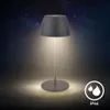 A wireless LED table lamp is shown in a dark, starry environment, with light emanating from the lamp and creating a pool of light on the ground. An IP44 rating symbol is visible in the bottom right corner. Anteprima dell’immagine prodotto