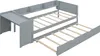 A gray multifunctional children's bed with an integrated desk and a pull-out trundle bed. Podgląd zdjęcia produktu