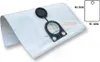A white vacuum cleaner bag with a black plastic attachment and measurement lines and text overlaid. Anteprima dell’immagine prodotto