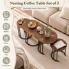 KOMFOTTEU Couchtisch 3er Set, Sofatisch oval mit 2 Produktbild-Vorschau 5