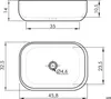 Technical drawing with dimensions of a washbasin. Produktbild-Vorschau