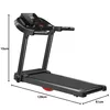 A black treadmill shown from a side-diagonal angle on a white background. Produktbild-Vorschau