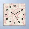 Wanduhr Echt-Glas-Küchenuhr Rosa Waldtiere beige Quarz Produktbild-Vorschau 1