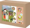 The image shows the packaging of a Smoby Neo Jura Lodge playhouse, with various product images and text displayed on the front. Produktbild-Vorschau