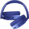 A pair of blue wireless headphones folded and angled. Produktbild-Vorschau