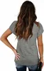 ASKSA Damen V-Ausschnitt Kurzarm T-Shirt Blütenblatt Ärmel Produktbild-Vorschau 4