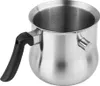 A stainless steel milk pot with a black handle is shown against a white background. Produktbild-Vorschau