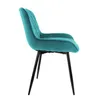 A side view of a teal velvet dining chair with black metal legs, isolated on a white background. Náhľad obrázku produktu