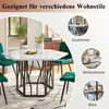 A hexagonal dining table with chairs, presented in a lifestyle setting with accompanying marketing images for different rooms. Náhled obrázku produktu
