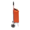 A side view of an orange shopping trolley with wheels. Produktbild-Vorschau