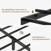 Close-up views of a black metal bed frame, highlighting assembly and noise-reduction features. Produktbild-Vorschau