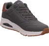 A single gray Skechers Uno sneaker is shown against a white background. Voir les images du produit