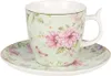 Clayre & Eef Tasse mit Untertasse 160 ml Grün Rosa Produktbild-Vorschau 1