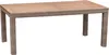 A rectangular outdoor dining table with a woven base and a wooden top, shown against a white background. Produktbild-Vorschau