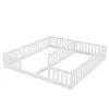 A white wooden bed frame with railings, shown from a diagonal angle against a white background. Náhľad obrázku produktu