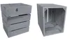 Two wooden crates are shown against a white background. One crate is stacked and closed, while the other is open and viewed from an angle. Produktbild-Vorschau