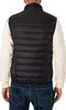 A person is shown from the back wearing a black puffer vest over a cream-colored sweatshirt and blue jeans. Produktbild-Vorschau