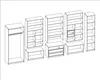 A collection of modular furniture pieces, including shelves and cabinets, arranged in a line. Produktbild-Vorschau
