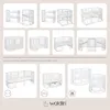 A collage of different configurations and accessories for a baby crib. Produktbild-Vorschau